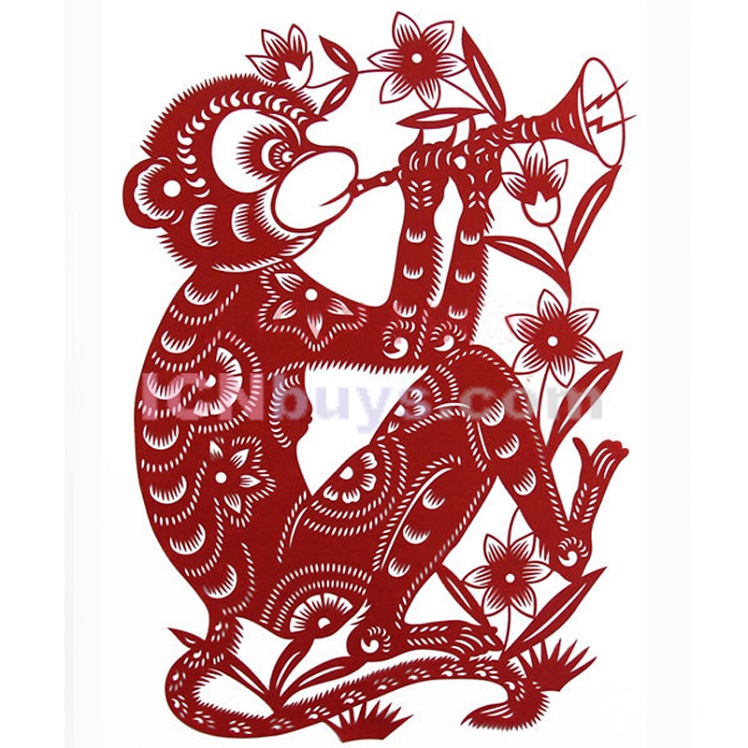 Paper Cutting Chinese Zodiac Monkey clever